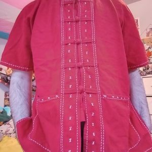 Thai style red t shirt button up